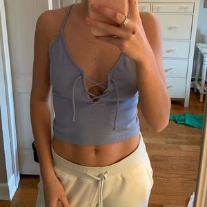 Brandy Melville blue lace up top!
